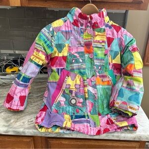 Obermeyer Kids I-Grow Ski Jacket Youth Girls Sz 6 Insulated Multi Color  Retro